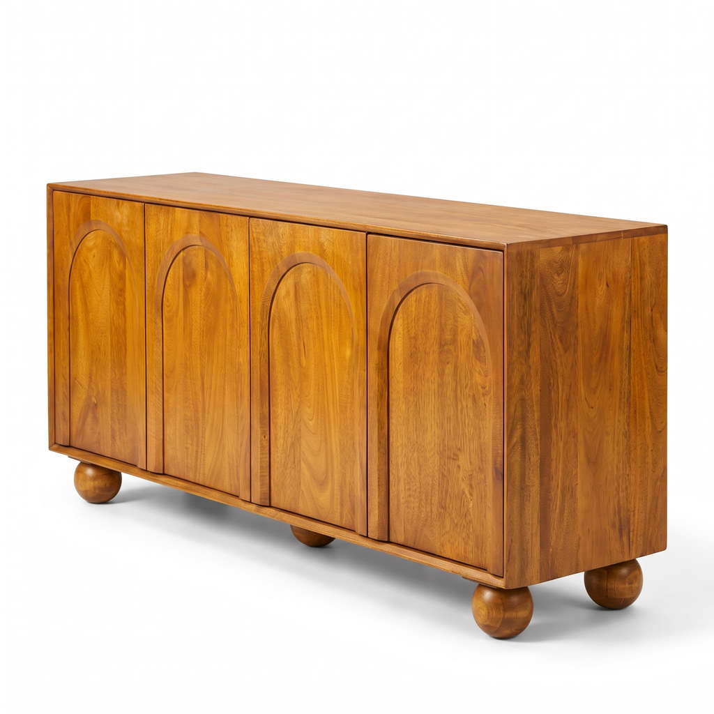 Aurevon Arch 4-Door Sideboard — White background angle 3