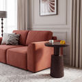 Glenmere Field Dark Walnut Mango Wood Side Table in a Walnut Ember finish, styled in a living room