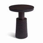 Glenmere Field Dark Walnut Mango Wood Side Table, right three-quarter view on a white background