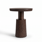 Glenmere Field Dark Walnut Mango Wood Side Table, side view on a white background
