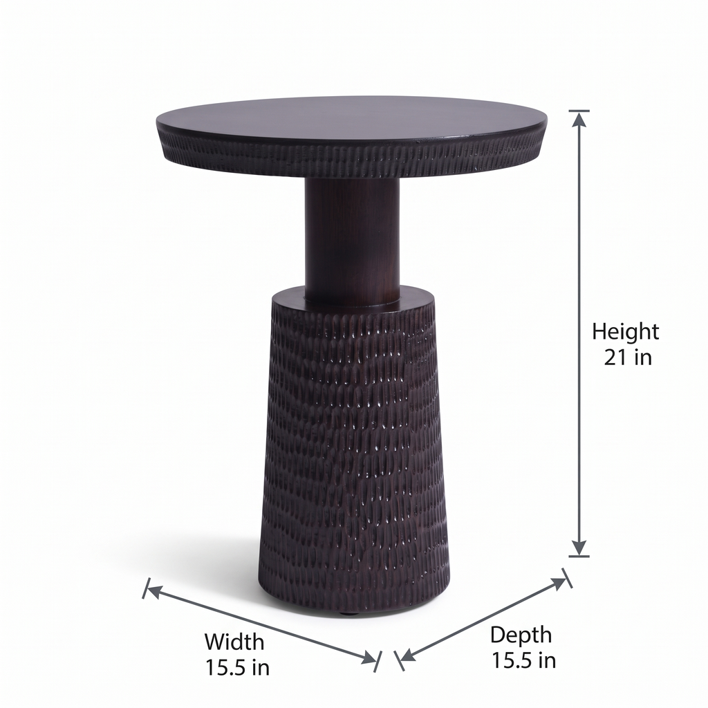 Glenmere Field Dark Walnut Mango Wood Side Table dimensions: 39 × 39 × 53 cm (W × D × H)