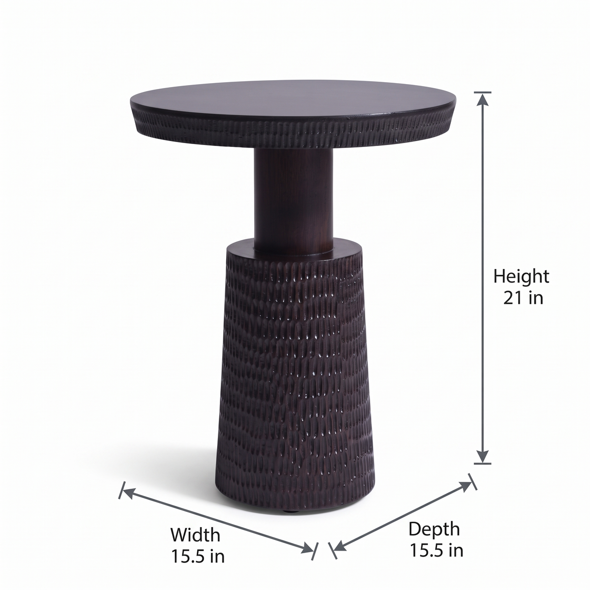Glenmere Field Dark Walnut Mango Wood Side Table dimensions: 39 × 39 × 53 cm (W × D × H)