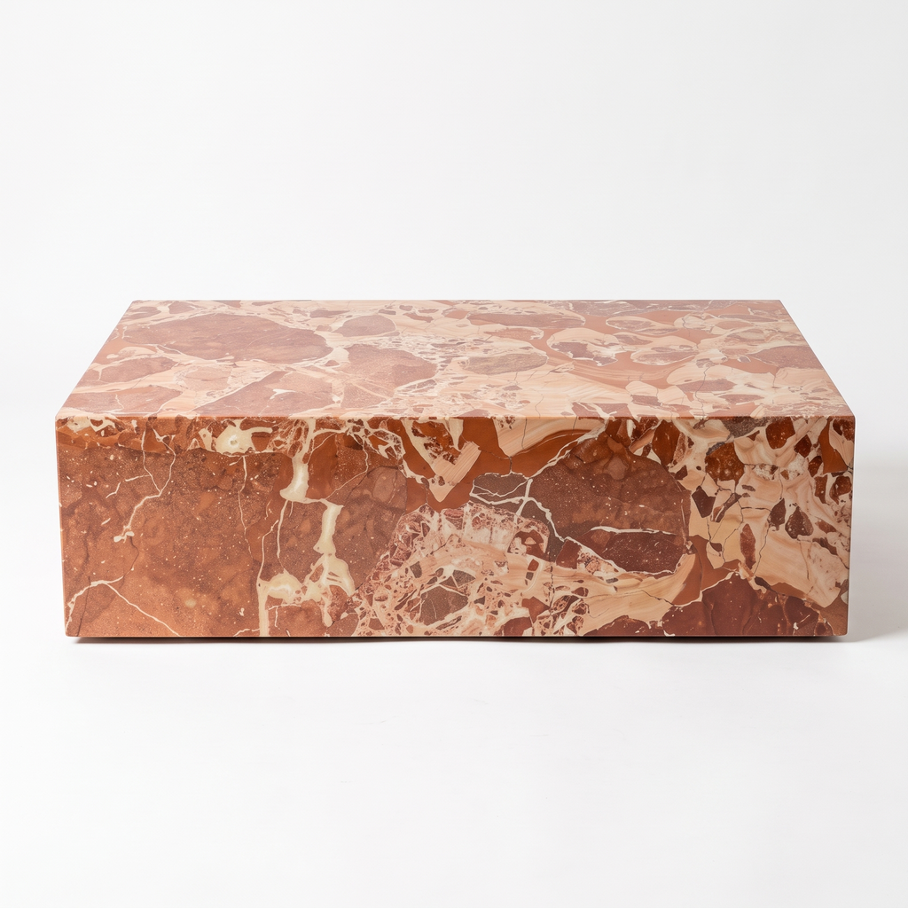 Terra Stone Sculptural Coffee Table, front view on a white background
