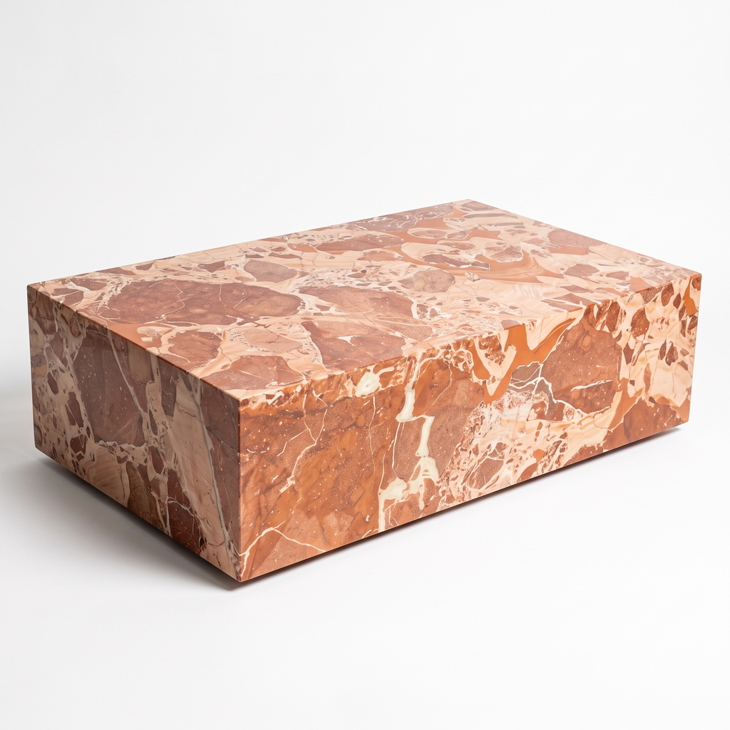 Terra Stone Sculptural Coffee Table, left three-quarter view on a white background
