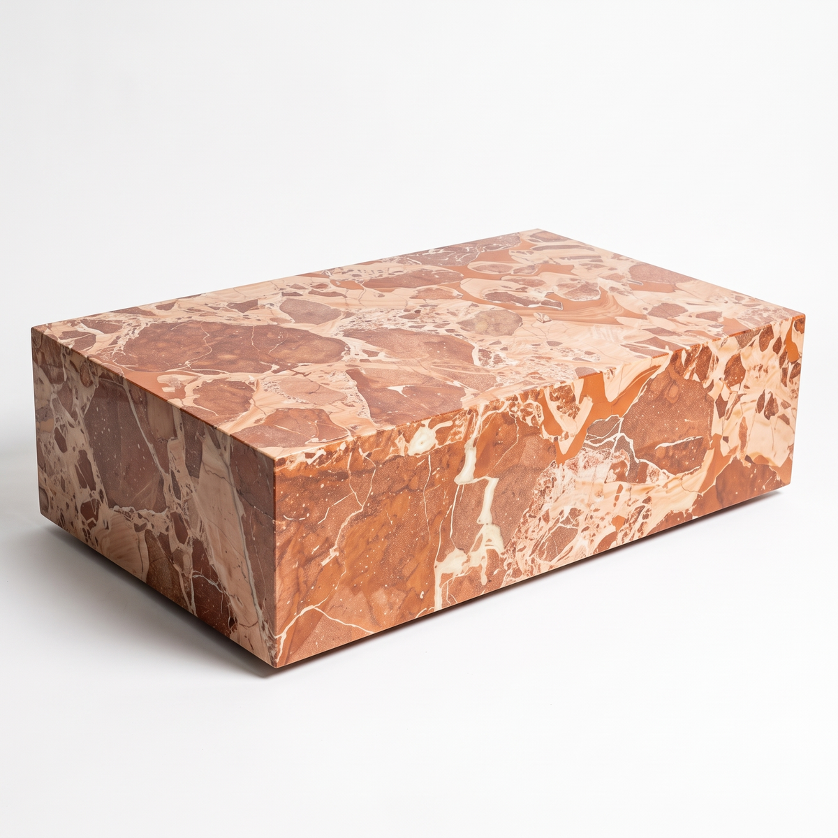 Terra Stone Sculptural Coffee Table, left three-quarter view on a white background