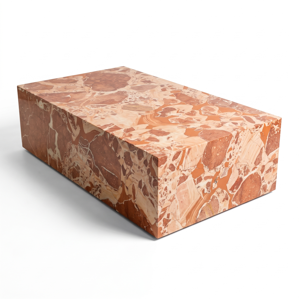 Terra Stone Sculptural Coffee Table, right three-quarter view on a white background