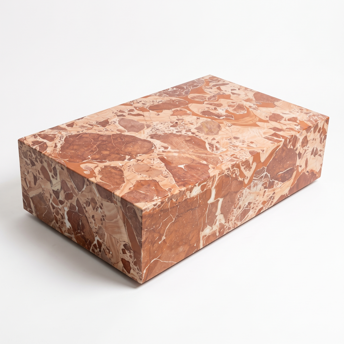 Terra Stone Sculptural Coffee Table, side view on a white background