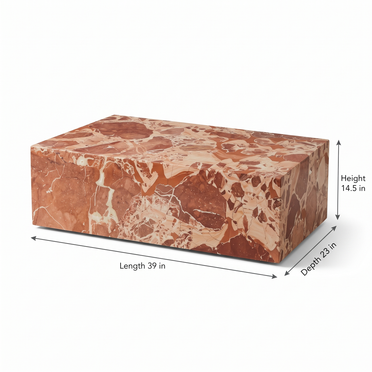 Terra Stone Sculptural Coffee Table dimensions: 99 × 58 × 37 cm (W × D × H)