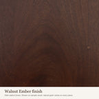 Walnut Ember finish swatch: close-up of the dark walnut brown wood colour and grain