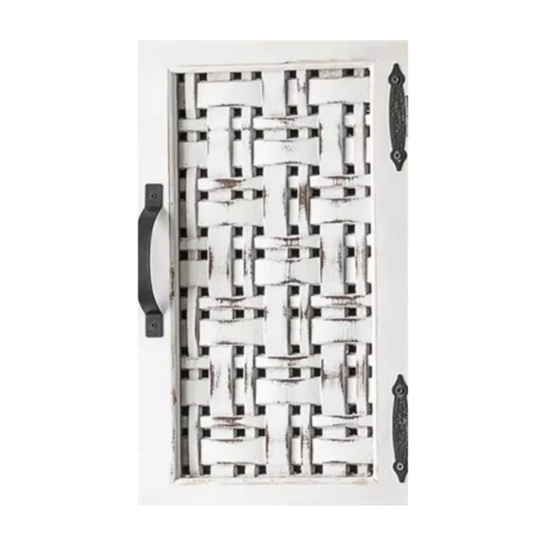 distress jali panels and drawers rough wooden high cabinet - Image 3