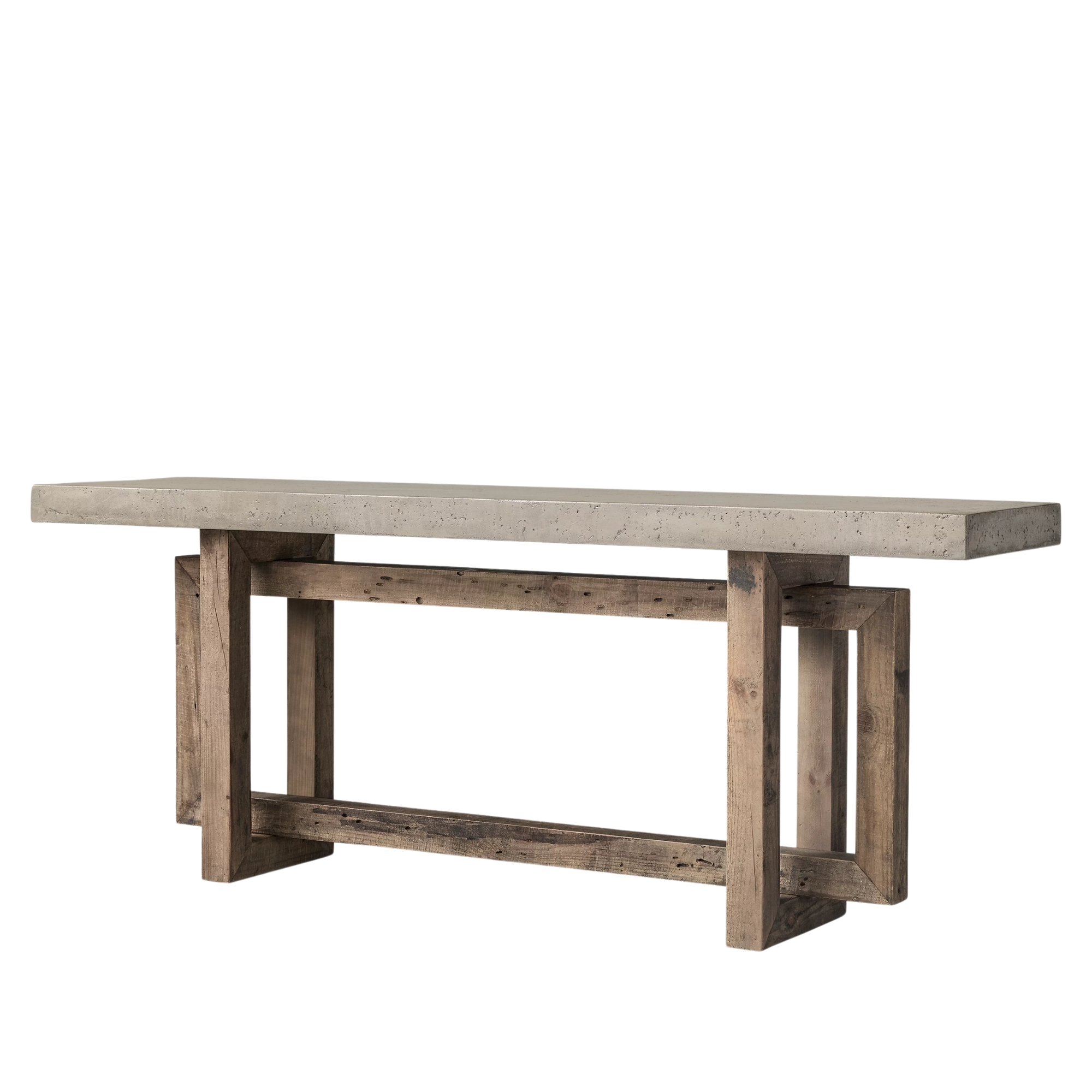 cement top finish and old pine console table