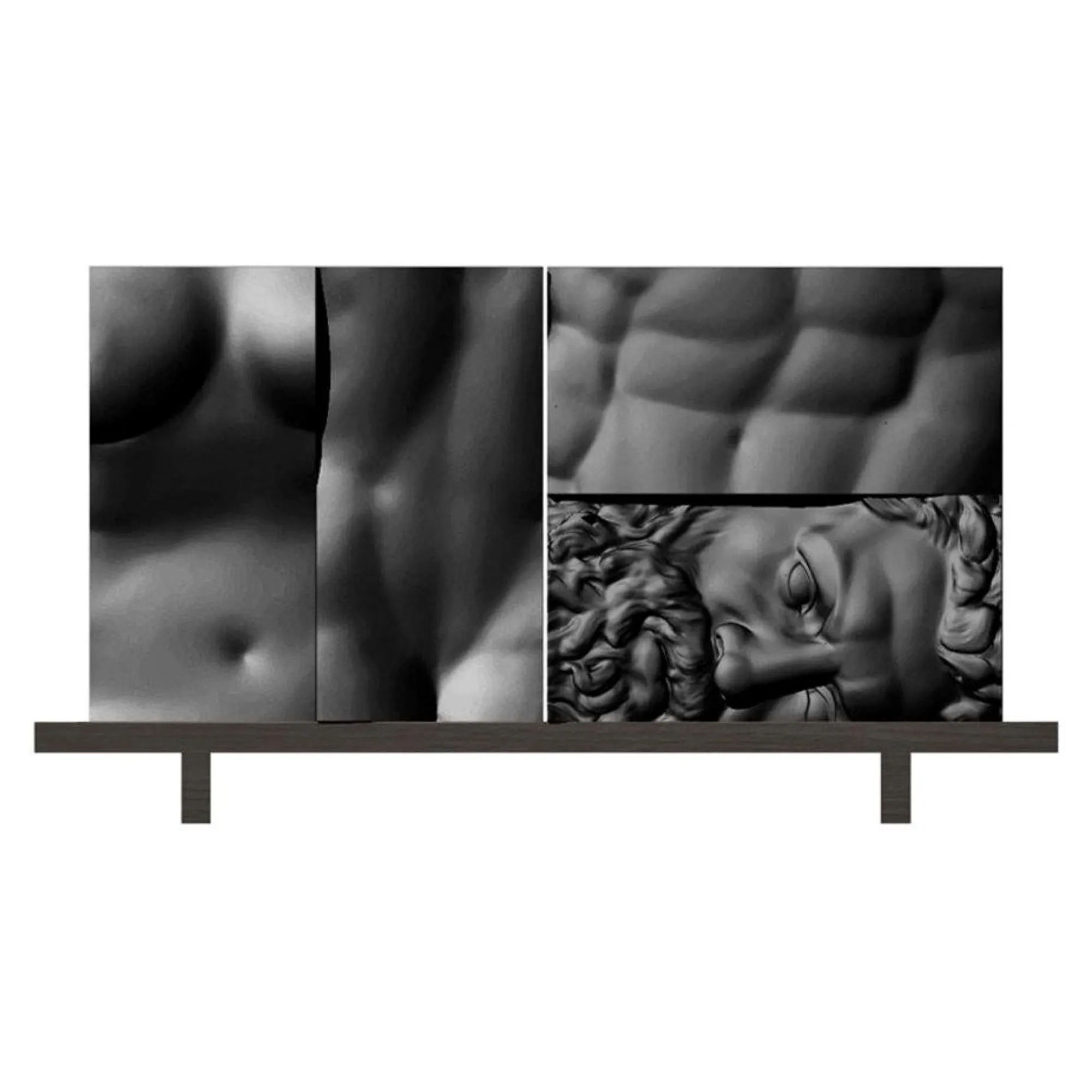 greek panel wooden carved sideboard in black